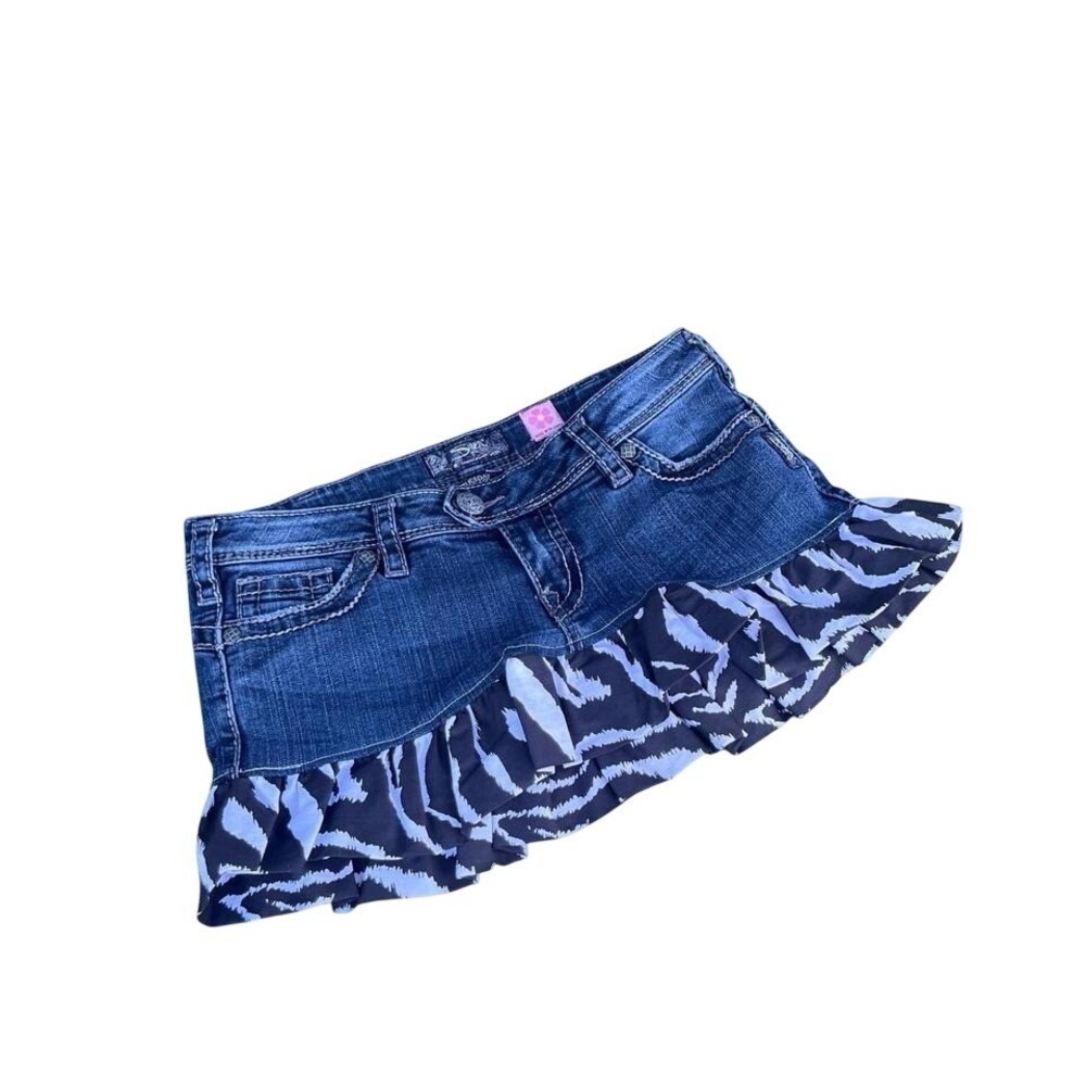 Y2K Alt Emo Custom Zebra Ruffle Mini Skirt  - size 10/30